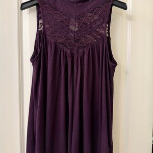 Deletta Plum Sleeveless Lace Top